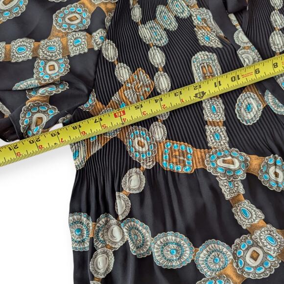 LRL Women's Black Southwest Belt Print Tunic Top pleated - Picture 6 of 9